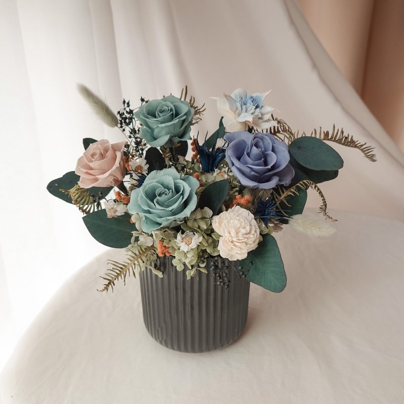 永生花大盆花-蓝绿色 - 干燥花/捧花 - 植物．花 蓝色
