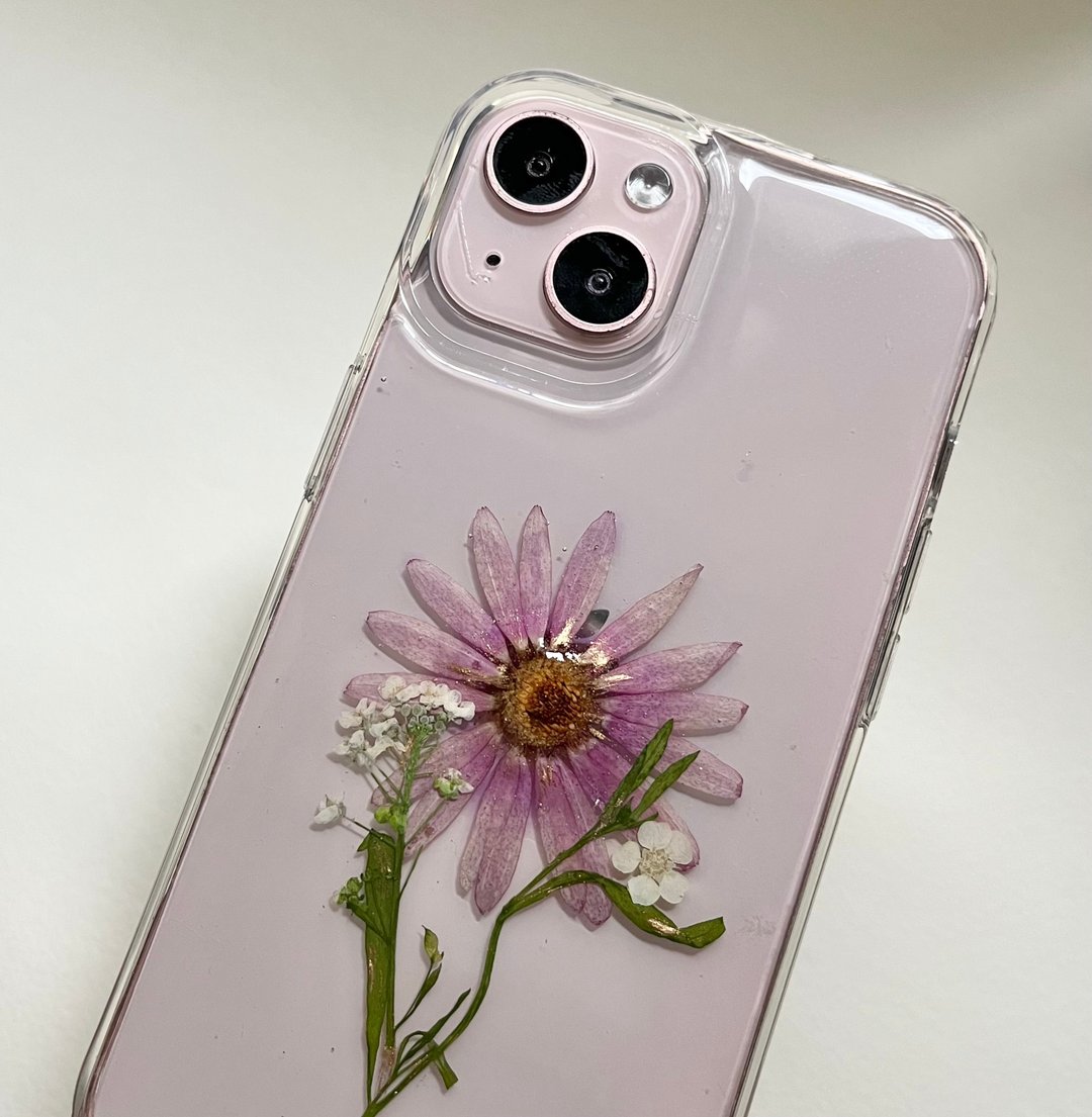 玛格丽特 押花 手机壳 IPhone 15 pro - 手机壳/手机套 - 塑料 紫色