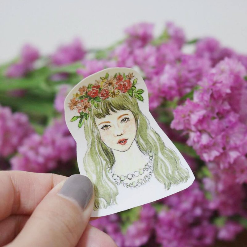 花圈女孩no.2 单张贴纸 - 贴纸 - 纸 