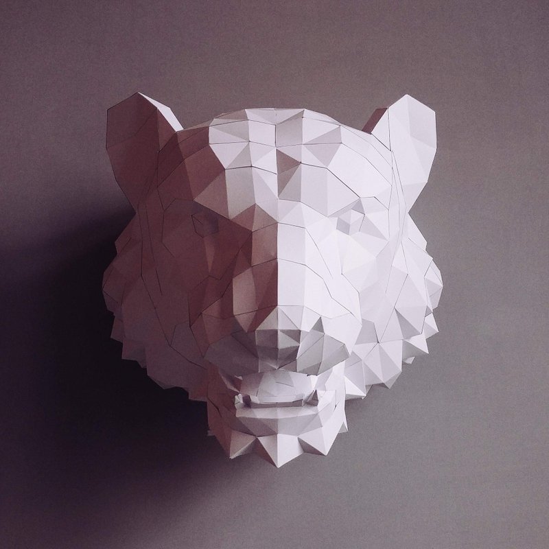 匠纸正版_DIY材料包_手作_纸模型_至尊虎首壁饰 - 木工/竹艺/纸艺 - 纸 白色