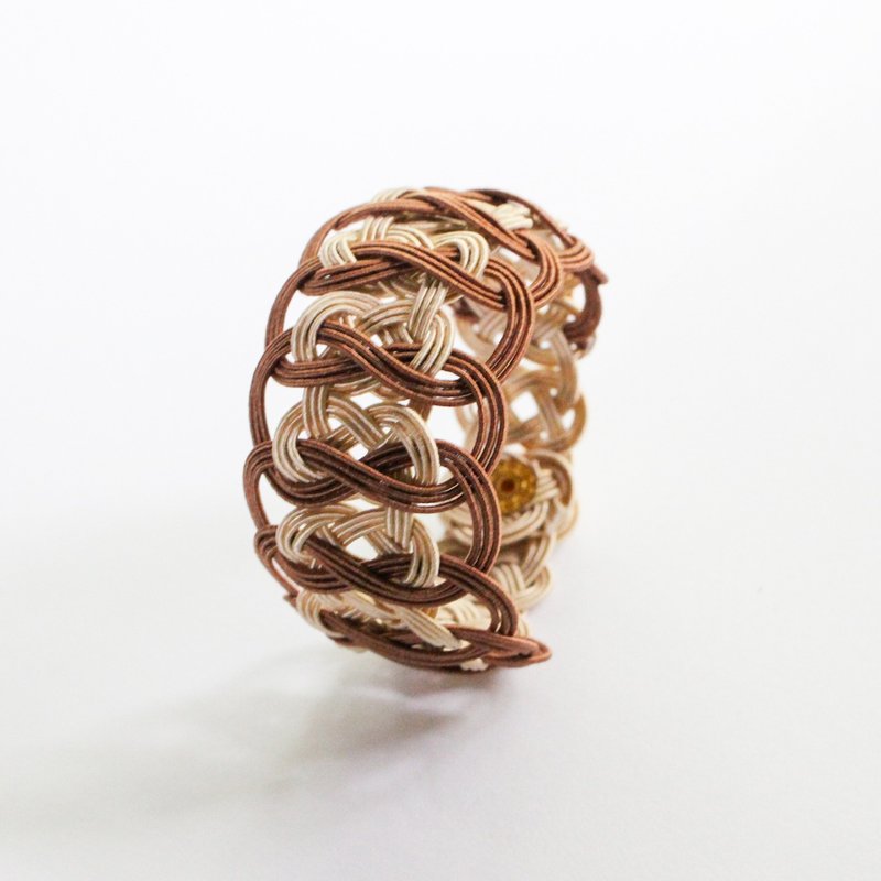 双面 Mizuhiki 手镯 紫色和紫色 - 手链/手环 - 纸 咖啡色