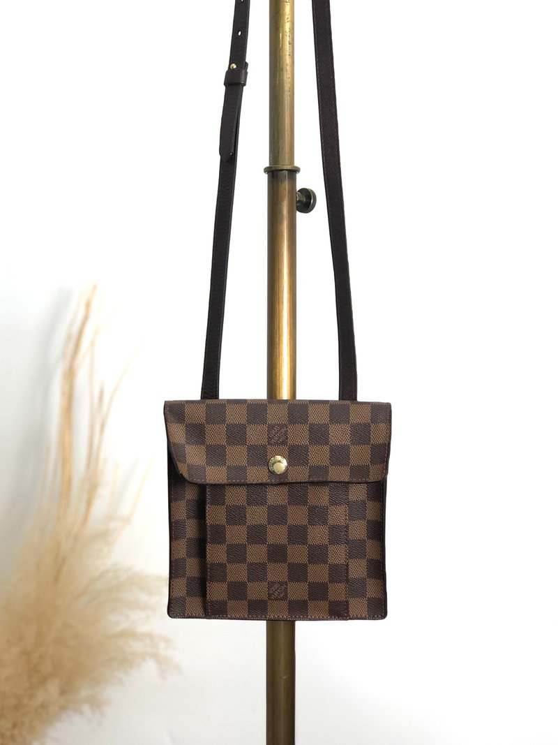 【日本直送，品牌二手包】LOUIS VUITTON Damier 单肩包，棕PVC皮革迷你包，旧ydu2xn - 侧背包/斜挎包 - 防水材质 咖啡色