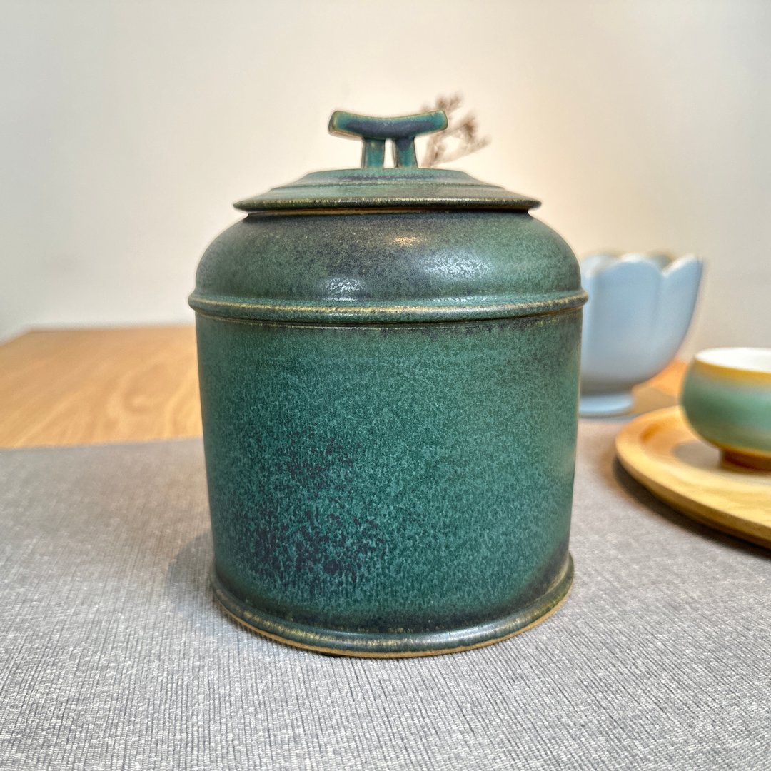 台湾永隆瓷艺【陶烧釉变】绿釉手拉茶瓮 - 茶具/茶杯 - 陶 绿色
