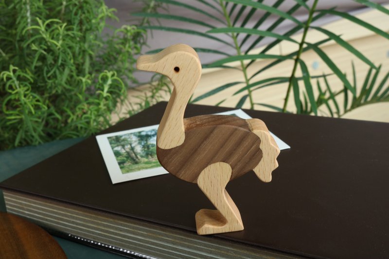 疗愈系木偶 x 心愈伙伴 - 鸵鸟 - 玩偶/公仔 - 木头 咖啡色