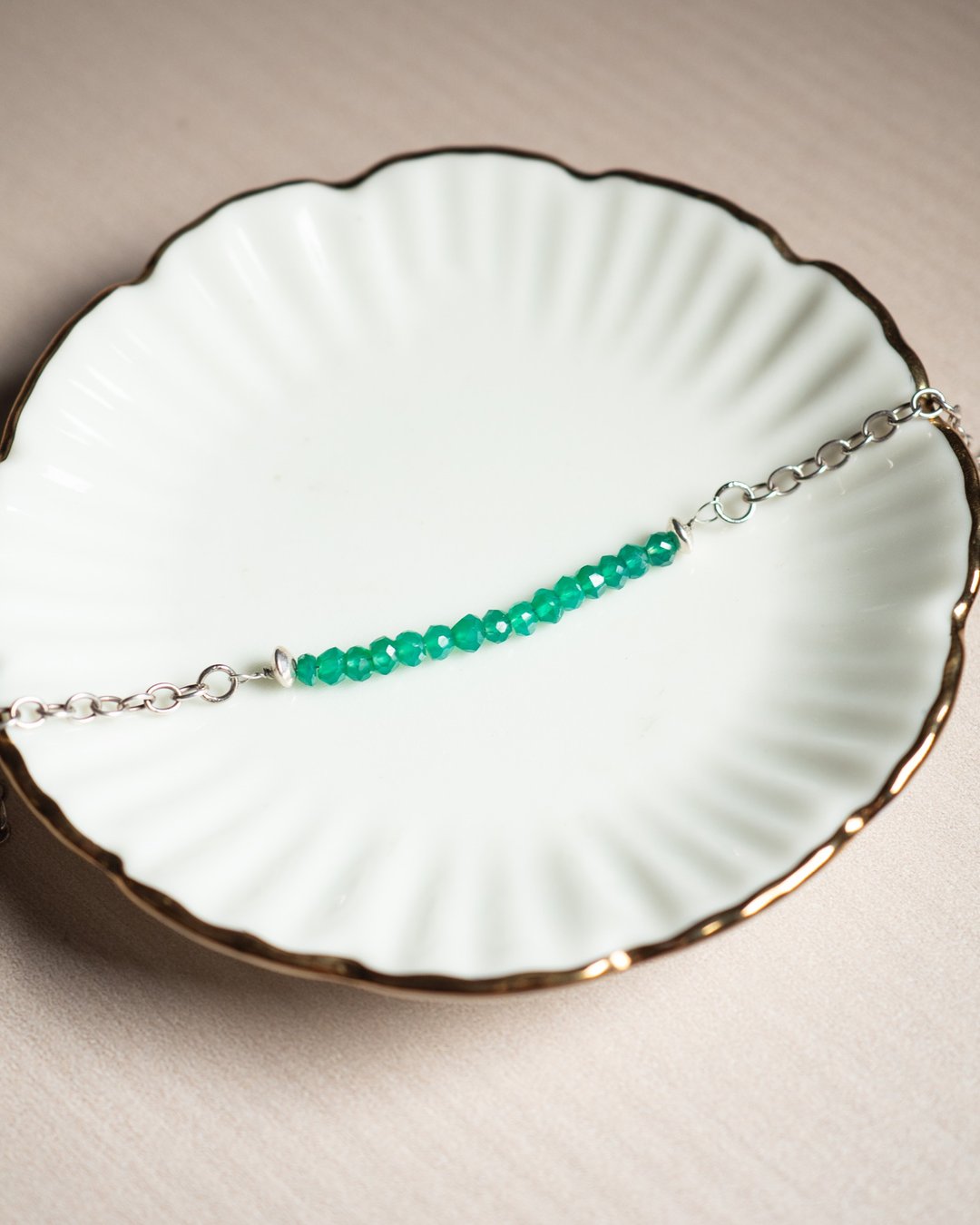 Chrysoprase Bracelet, 925 Silver, Virgo gem, Taurus birthstone, Sagittarius gift - 手链/手环 - 宝石 绿色