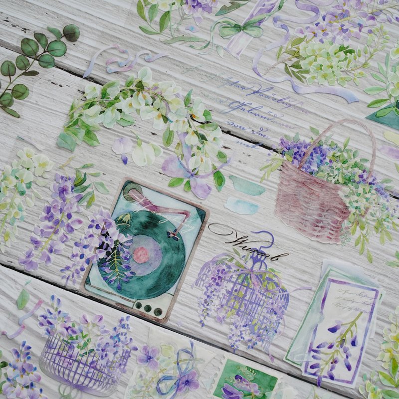 藤花诗 PET 紙膠帶  台灣製 - 纸胶带 - 纸 多色