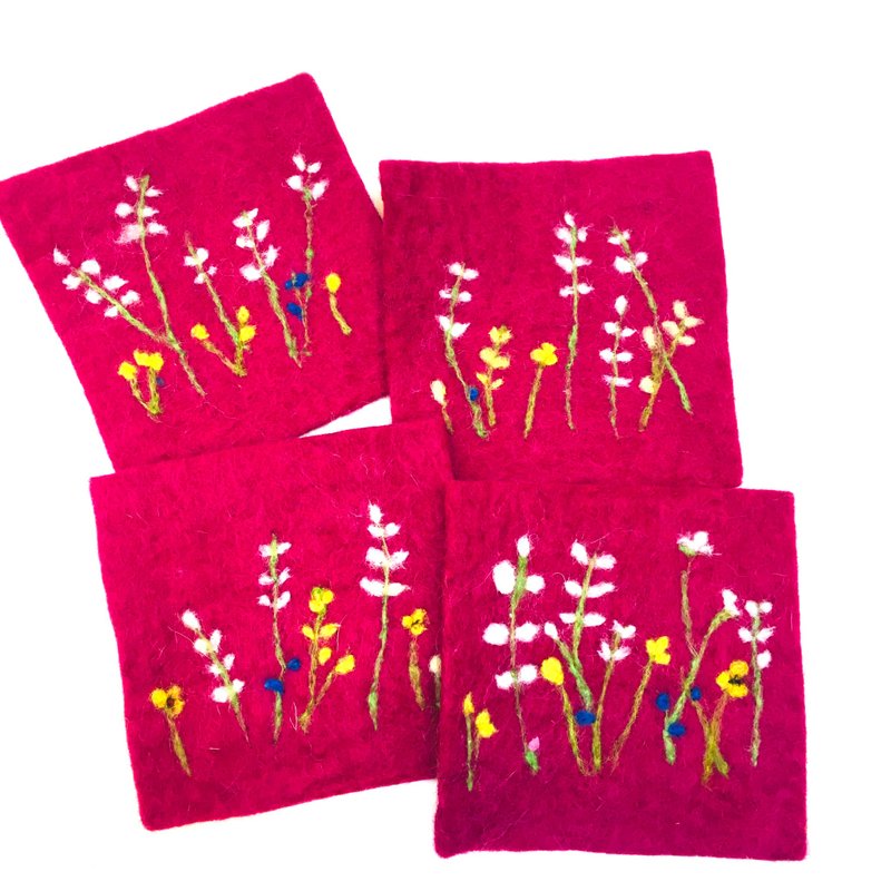 小野花 -羊毛毡杯垫/隔热垫 - 杯垫 - 羊毛 