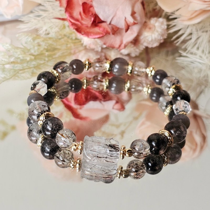 黑发晶貔貅设计款/守护/水晶手链/正能量/招财/好磁场 - 手链/手环 - 水晶 