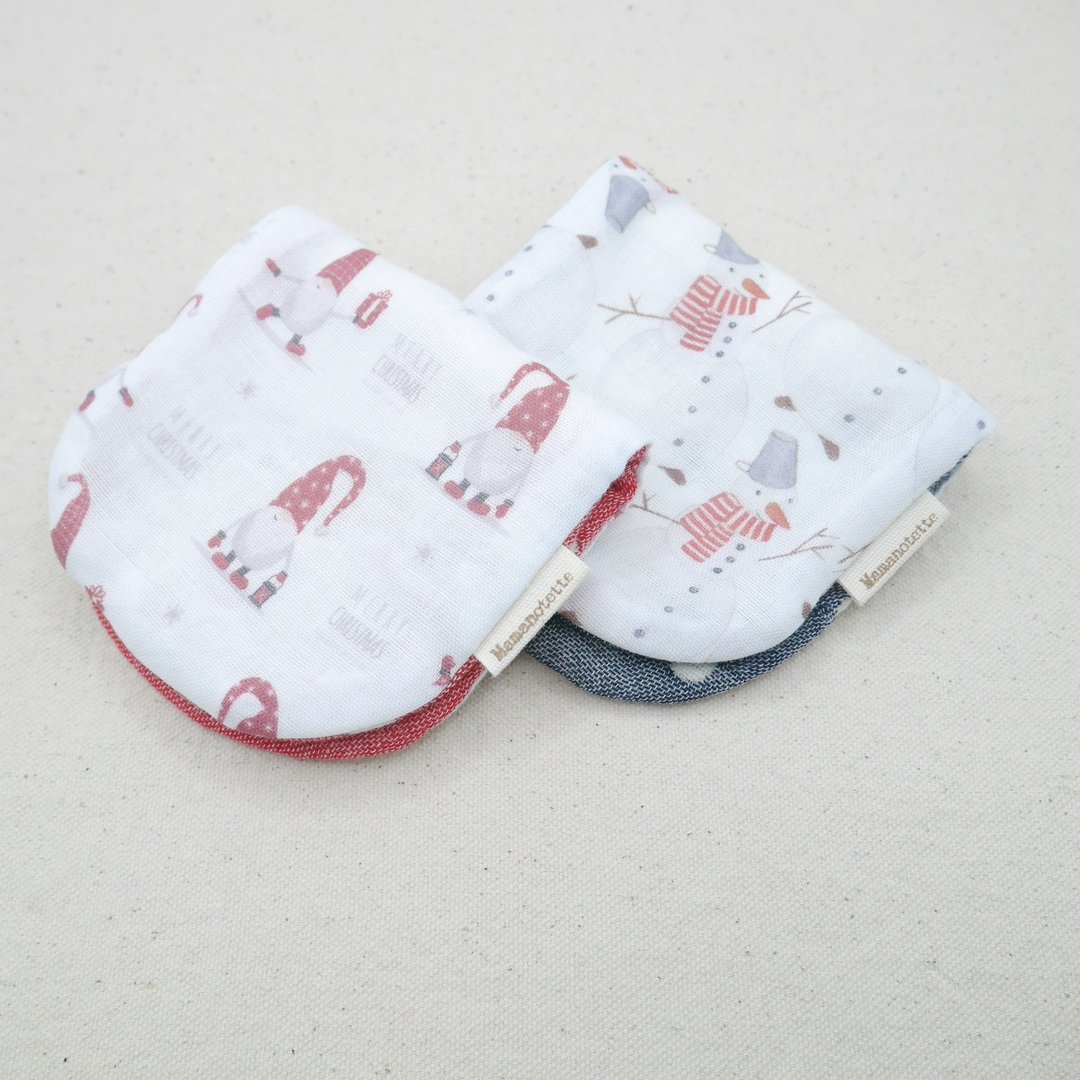 蓬松柔软手帕 / 雪人・SantaClaus - Snowman&SantaClaus / S・10×20cm Fuwamoko 纱布手帕 - 手帕/方巾 - 棉．麻 多色