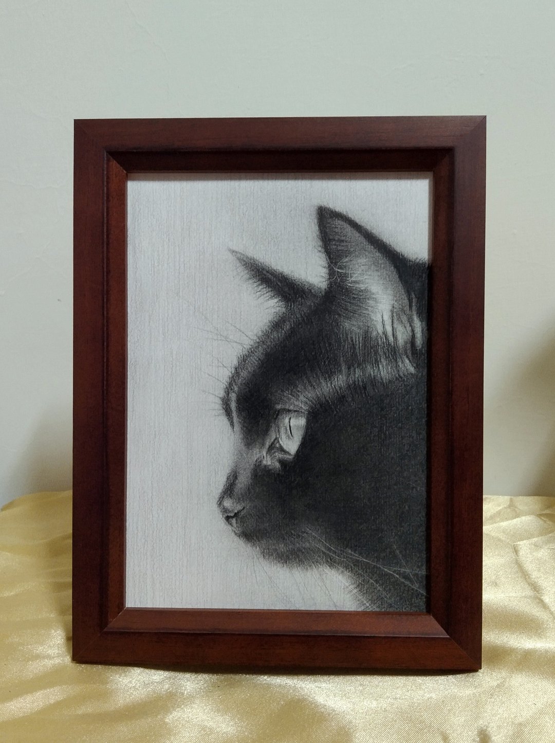 摆设 / 黑猫 / 炭精笔画 / 原稿 / 含框 - 海报/装饰画/版画 - 纸 