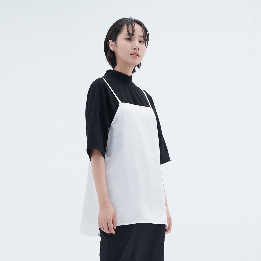细肩带剪接衫 - 泉简约个性外搭造型背心 - 女装上衣 - 聚酯纤维 白色