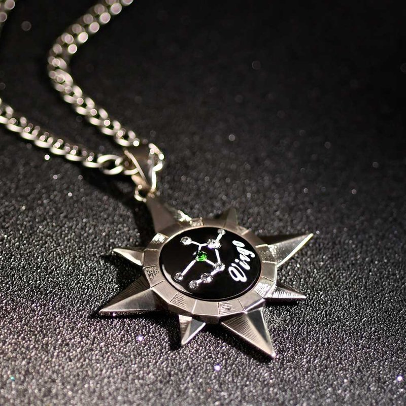 十二星座 项链 情侣对链 男款 中性项链 个性饰品 长项链 不锈钢 - 长链 - 其他金属 银色