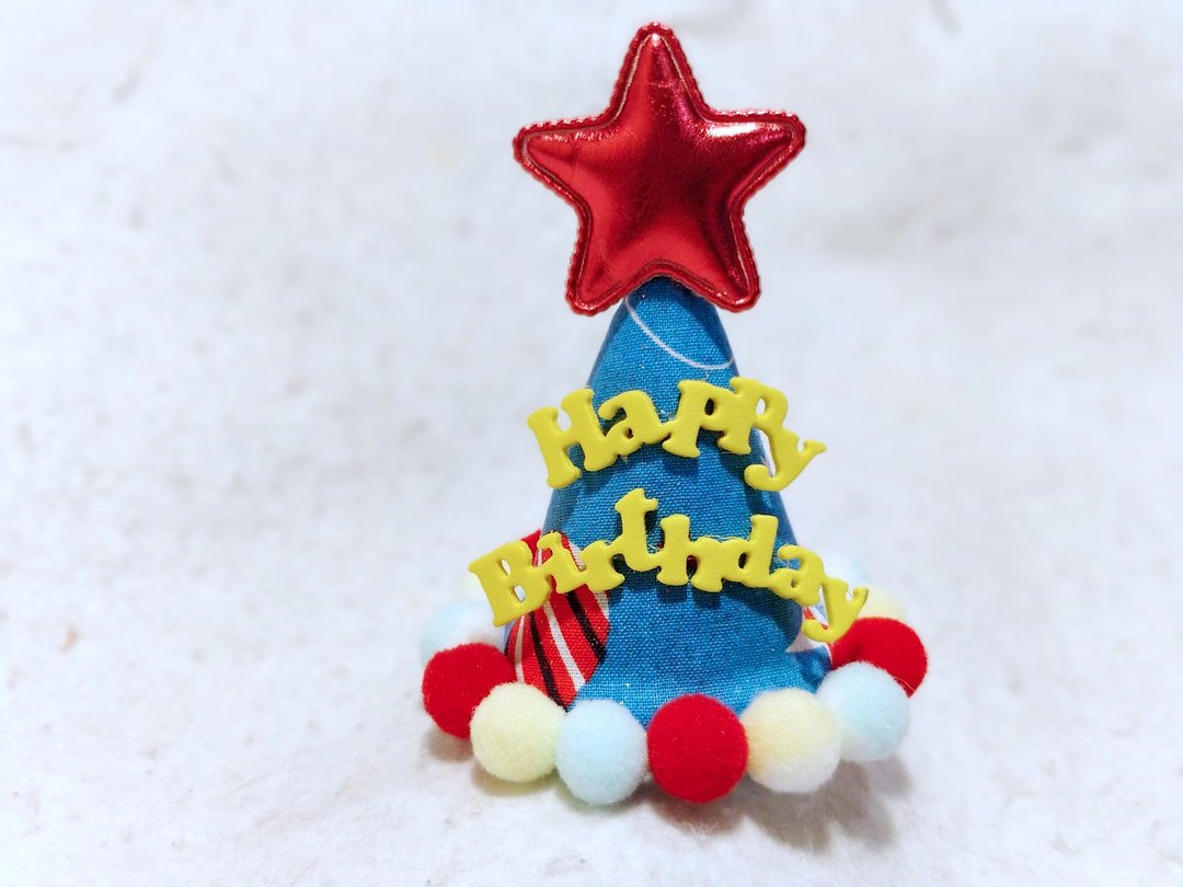 Birthday star 生日之星  宠物生日帽 - 衣/帽 - 棉 蓝色
