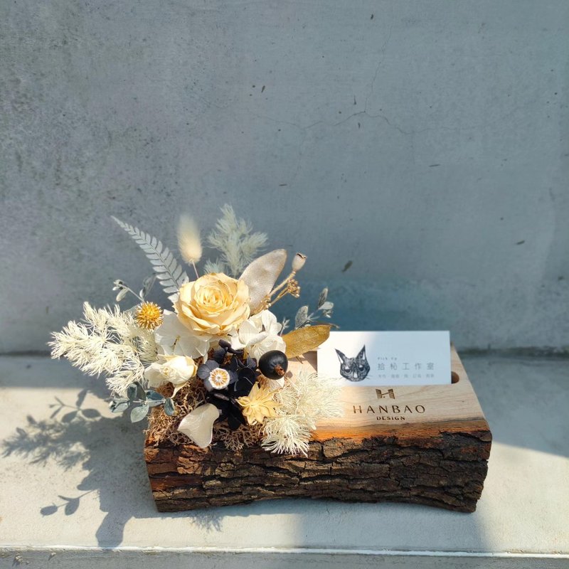 【永生花 x 香樟木名片座】开幕礼/花礼/名片座/开店 - 植栽/盆栽 - 植物．花 