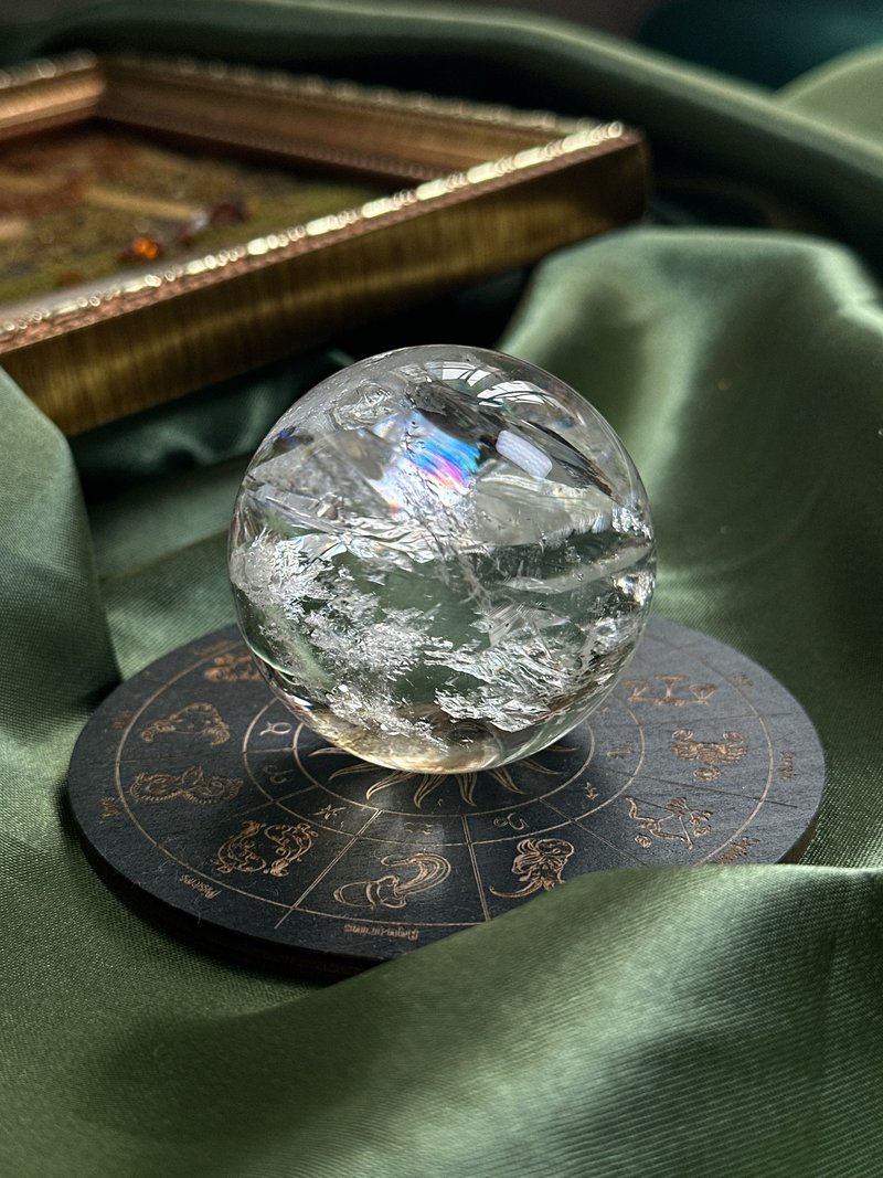 老师傅能量系列  非洲黄金胶花白晶球 - 摆饰 - 水晶 多色
