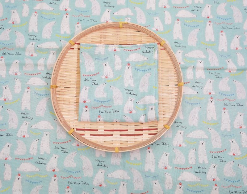 Pu.sozo 布手作 好宝宝四重纱手帕(萌萌北极熊-蓝绿)纱布巾 - 围嘴/口水巾 - 其他材质 蓝色