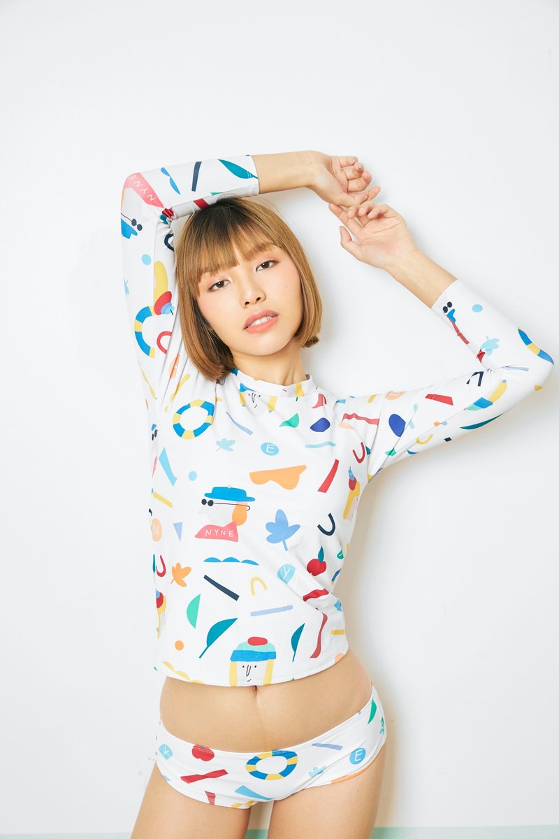 Tropical Rash-guard :NY Black & White Summer - 女装泳衣/比基尼 - 其他材质 白色