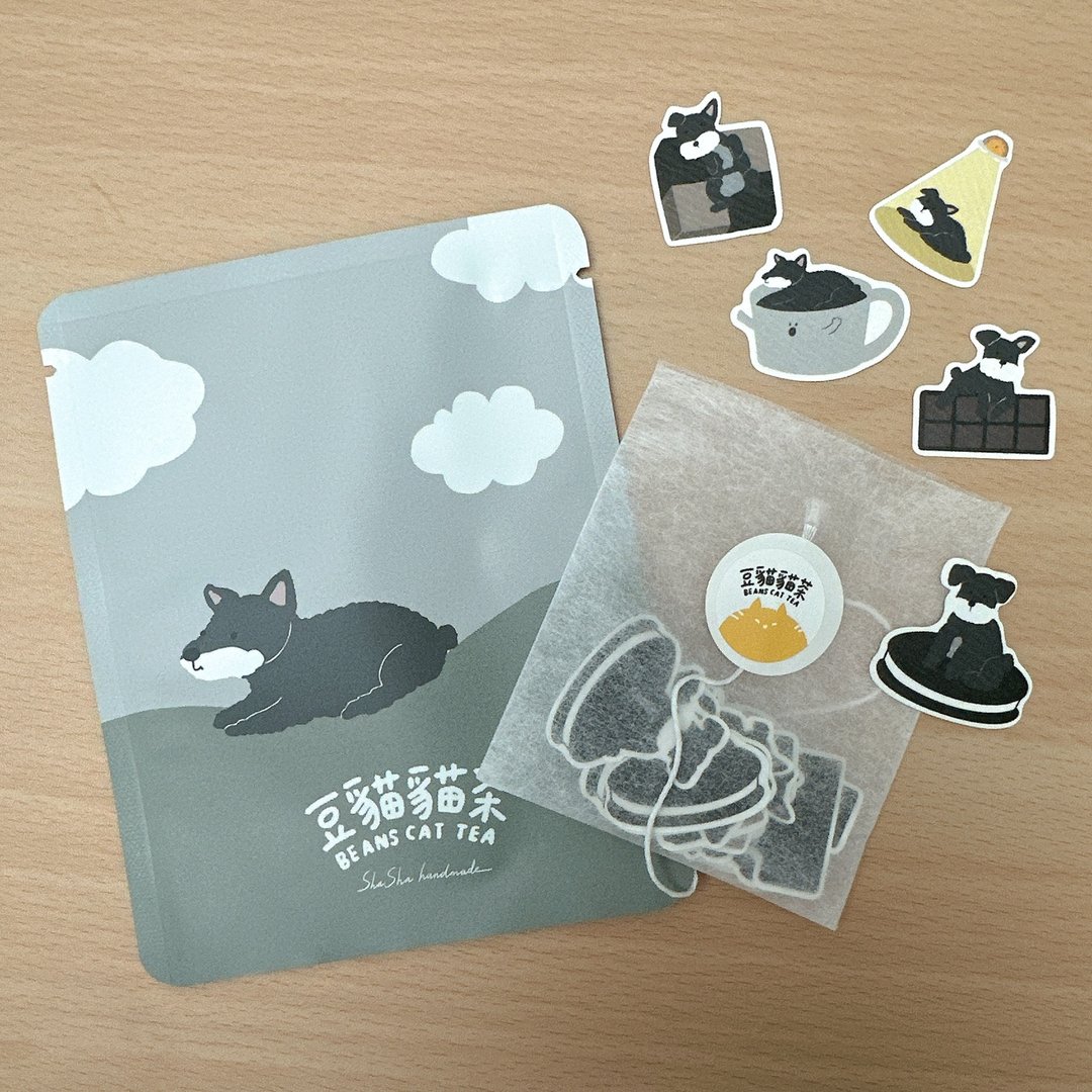 豆猫猫们的茶包贴纸-尼欧 - 贴纸 - 纸 
