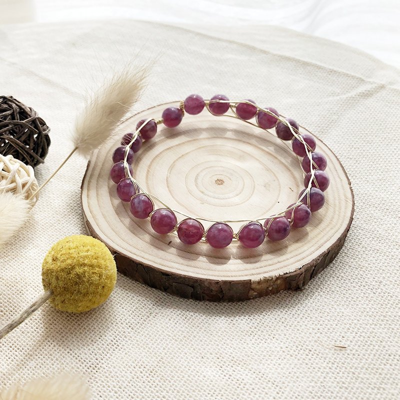 玫红碧玺原创设计记忆手镯 | 粉色大人味觉糖 - 手链/手环 - 半宝石 粉红色