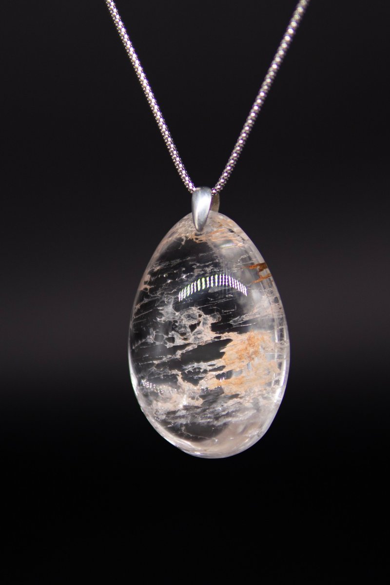 云间鹿 - 天然白水晶胶花水晶 招财聚财 招贵人 S925银项链 - 项链 - 水晶 