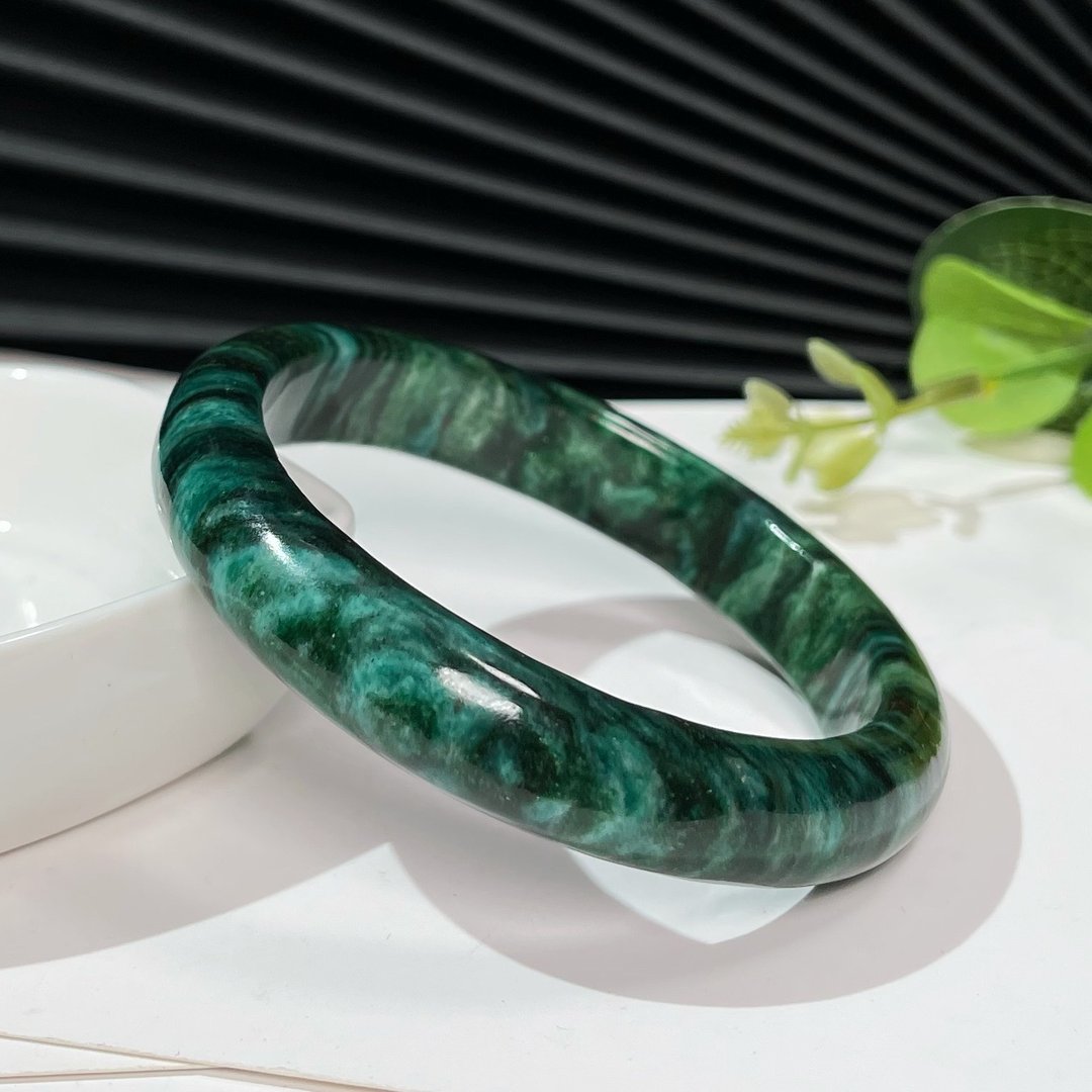 绿色锂云母手镯60MM 粼光双天眼 千层纹星光祖母晶手环 静谧森林 - 手链/手环 - 半宝石 绿色