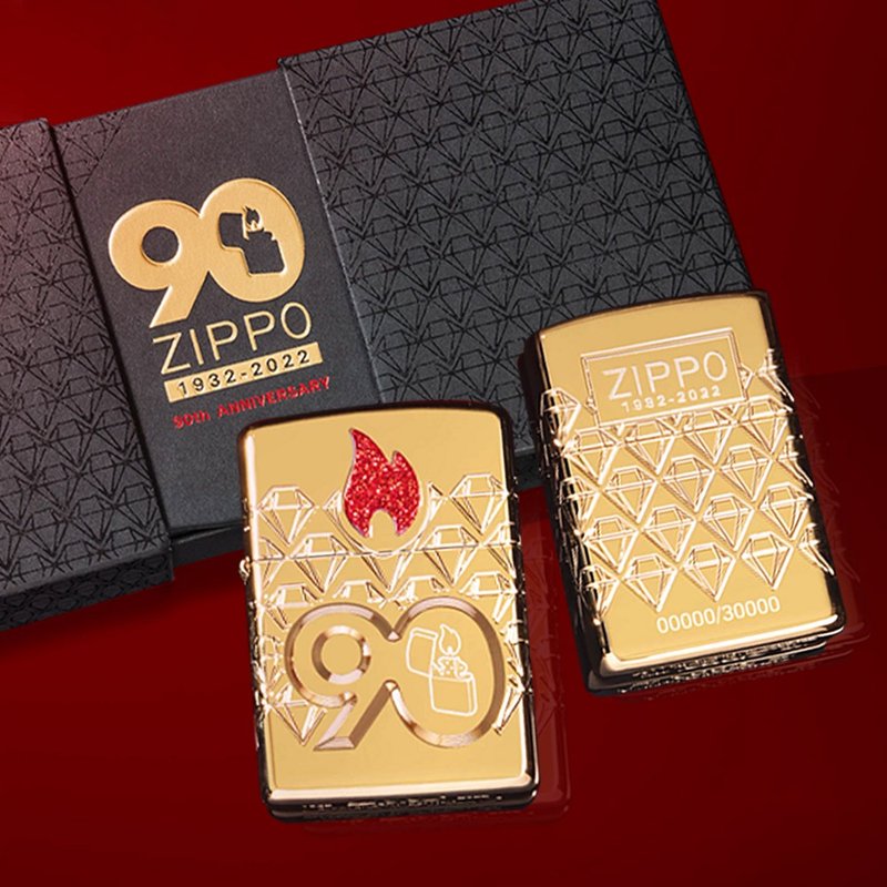 【ZIPPO官方旗舰店】2022典藏-90周年纪念镀金款(亚洲限定)打火机 - 其他 - 铜/黄铜 金色