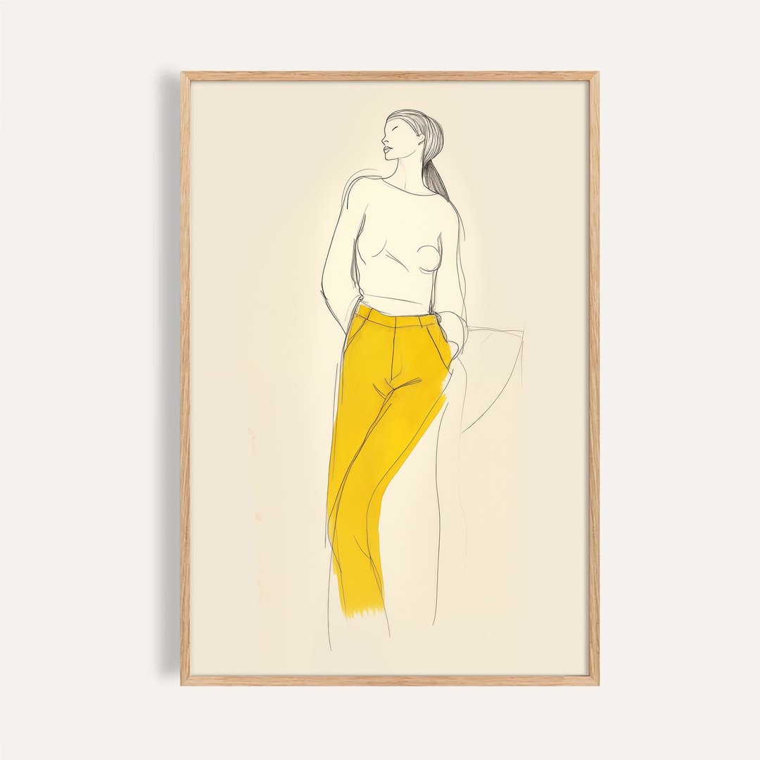 黄裤女子 Yellow Pants Muse / 当代版画人物挂画 画芯 海报 - 海报/装饰画/版画 - 纸 