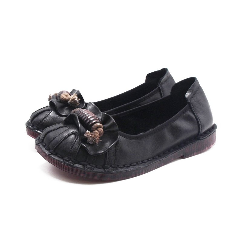 W&M 麻绳扭结柔软Q弹底娃娃鞋 女鞋-黑色(另有粉红色) - 芭蕾鞋/娃娃鞋 - 真皮 