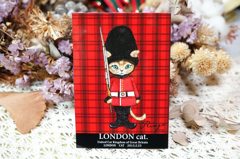 英伦卫兵猫 - 日制动物疗愈防水贴纸 / 小卡片 / 行李箱 / 笔电 - 贴纸 - 纸 红色