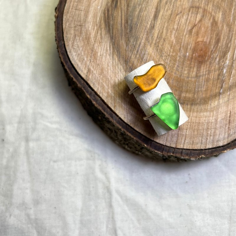 【SISIRE |永续珠宝】海玻璃戒指 海废饰品 纯银戒指 独一无二的 - 戒指 - 玻璃 