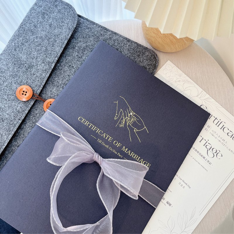 烫金结婚书约套组│户政事务所可用│格纹藏青色│结婚书约 - 婚礼誓言书 - 纸 