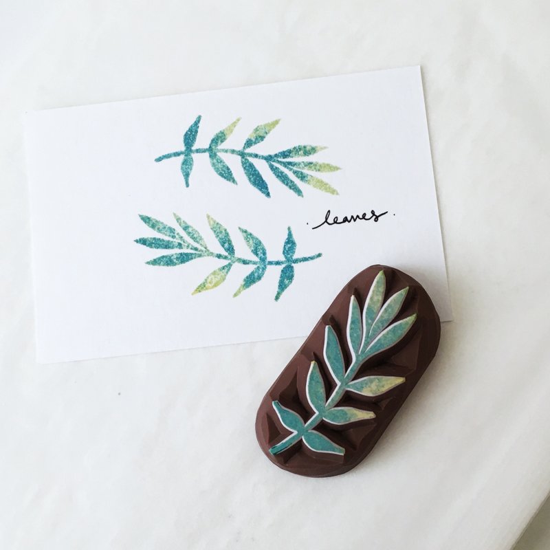 手刻章 叶子花边章 (无底座) - 印章/印台 - 橡胶 绿色