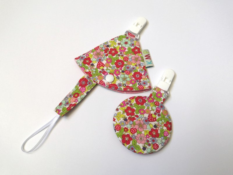 圆形平安袋 奶嘴夹 奶嘴收纳袋 组合 春季花园 - 平安符/符袋 - 棉．麻 多色