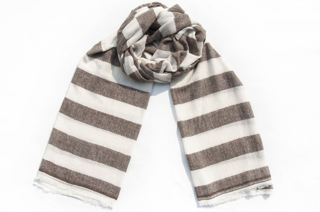 手织围巾 编织围巾 喀什米尔Cashmere 针织围巾 纯羊毛围巾-拿铁 - 围巾/披肩 - 羊毛 咖啡色