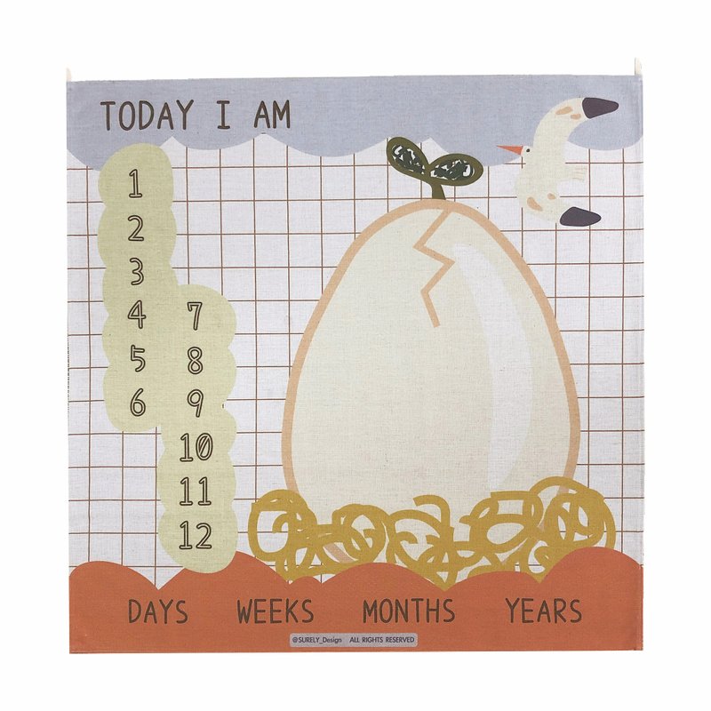 【现货】送子鸟伊诺传递的信息 | 宝宝成长纪录布海报_蓝天款 - 爬行垫/游戏垫 - 棉．麻 卡其色