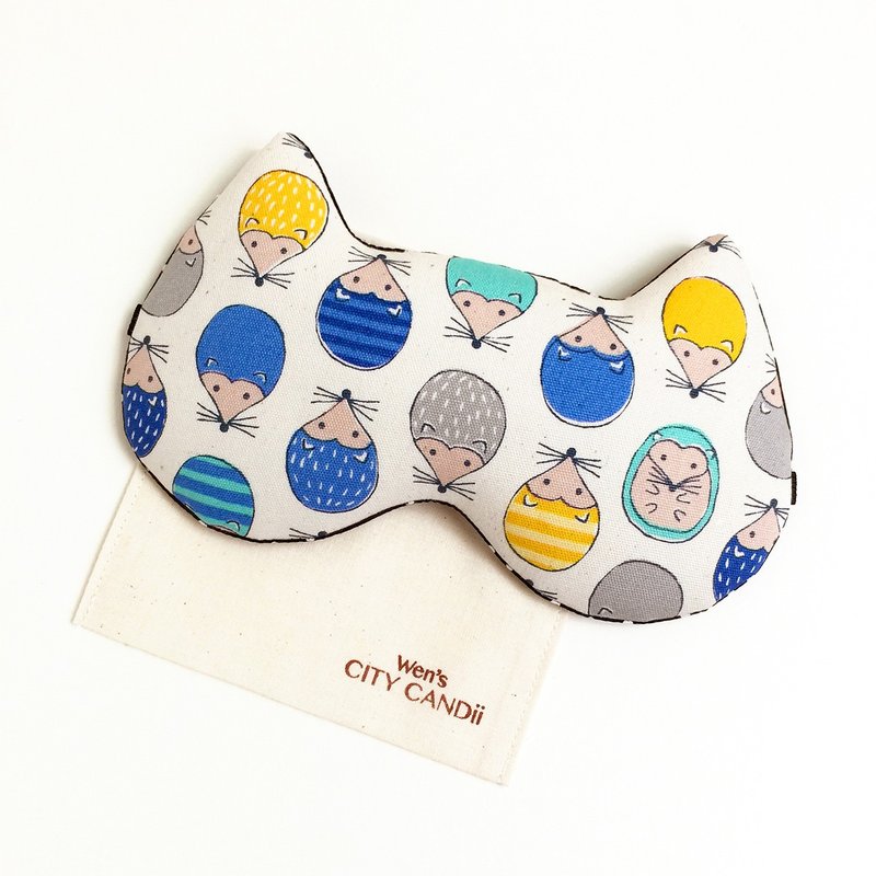 旅行睡眠眼罩 / 头围可调整版 / 糖果刺猬-水蓝款 圣诞节 旅行 - 眼罩 - 棉．麻 蓝色