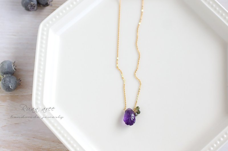 14kgf-carving amethyst necklace - 项链 - 半宝石 紫色