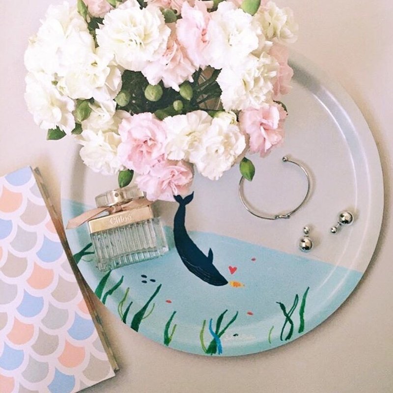 澳洲原创 － 鲸鱼桦木托盘 - 浅碟/小碟子 - 木头 蓝色