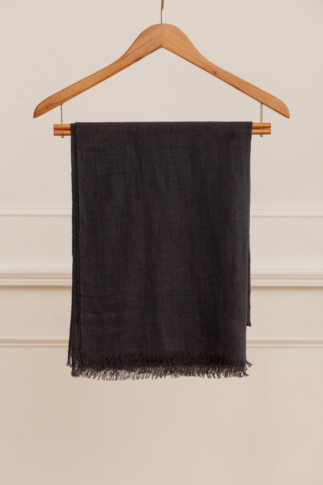 CASHMERE 精薄超高支纱喀什米尔披肩 | CHARCOAL | - 围巾/披肩 - 羊毛 黑色