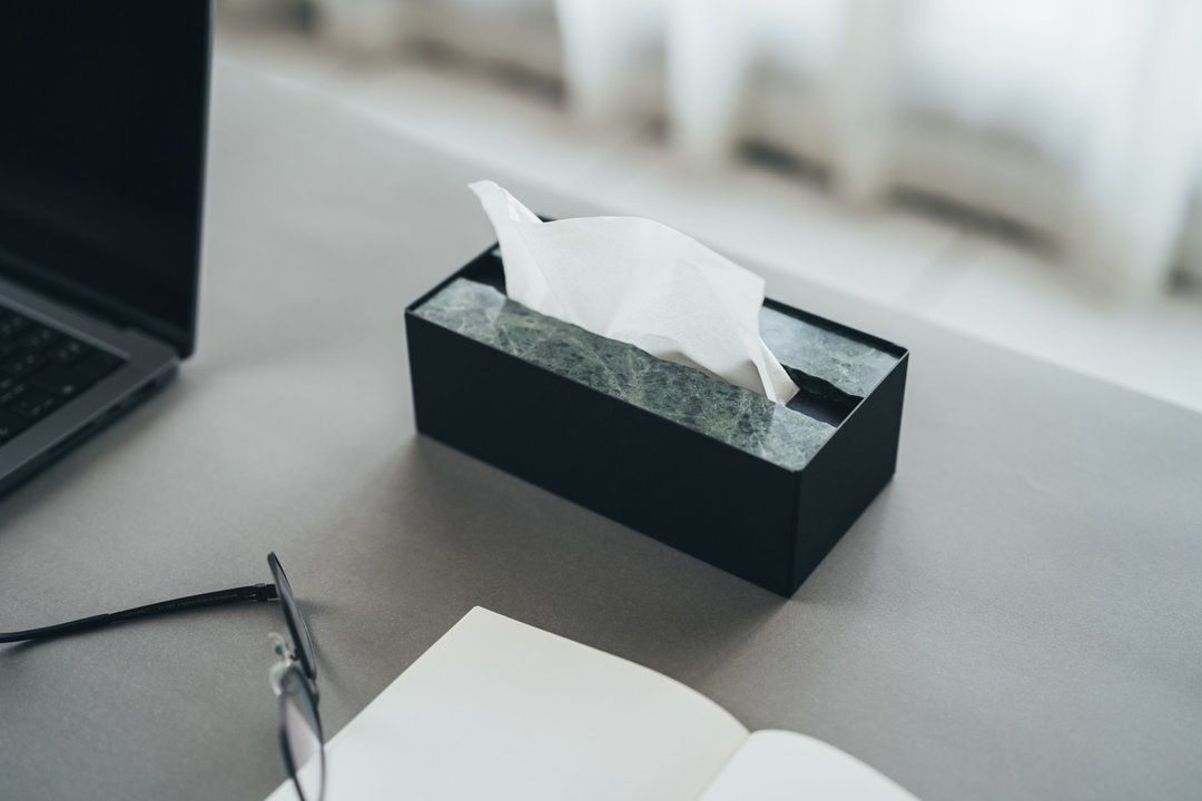 微瑕选品 - 面纸盒 Serpentine Tissue Holder 大理石自然面把手 - 纸巾盒 - 石头 绿色