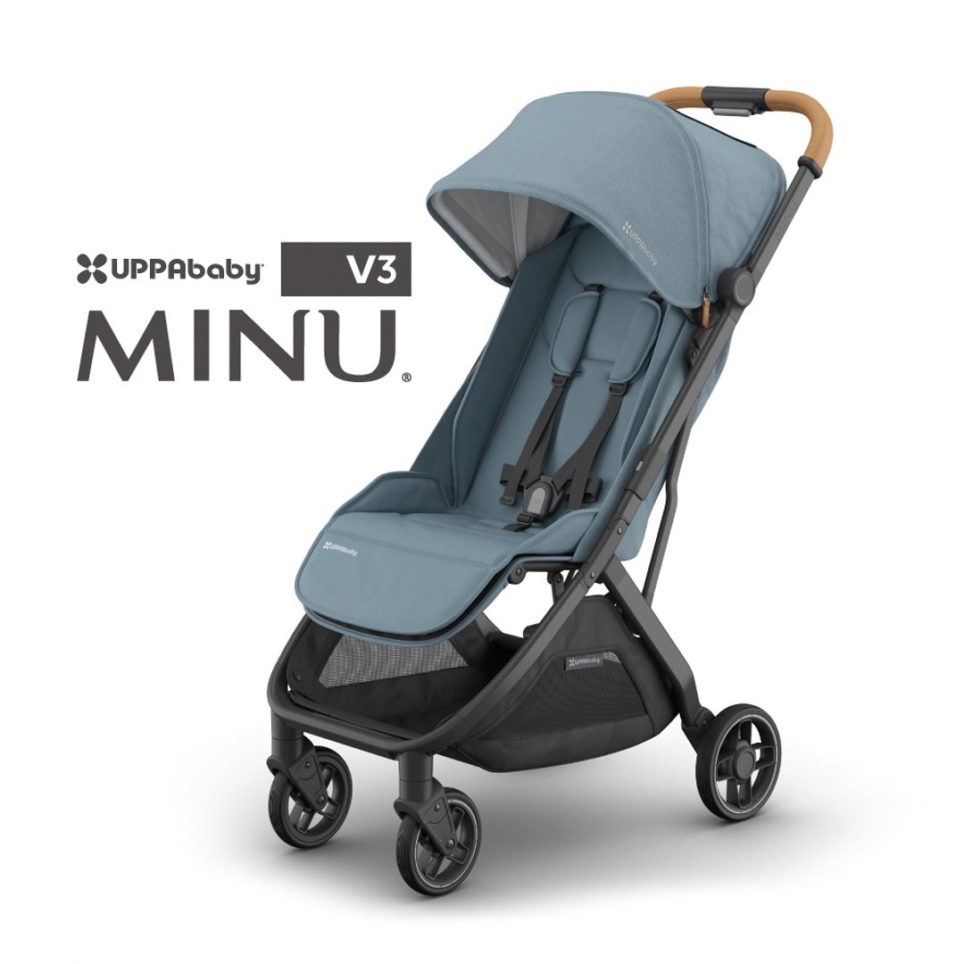 【UPPAbaby】MINU V3魅力都会时尚推车(三色可选)+赠挡雨罩+扶手 - 婴儿车/手推车 - 真皮 黑色