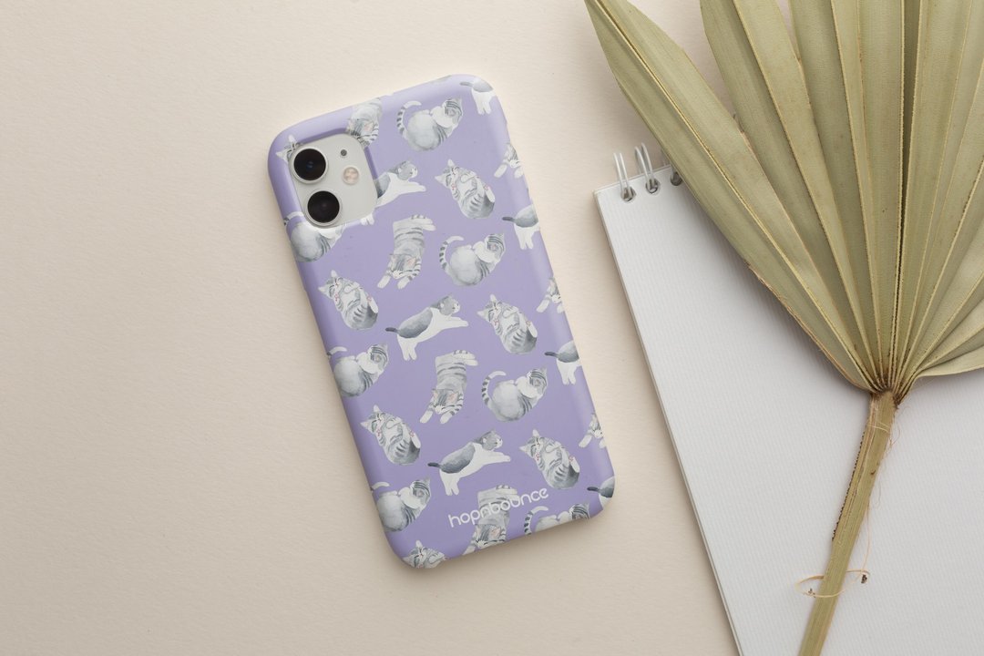 猫咪 黑白猫 防摔手机壳 (支持全系列 iPhone) - 手机壳/手机套 - 塑料 紫色