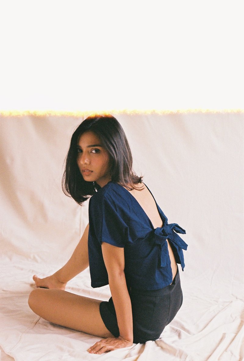 practice 03...handmade 100% organic cotton and naturally - dyed - 女装上衣 - 棉．麻 蓝色