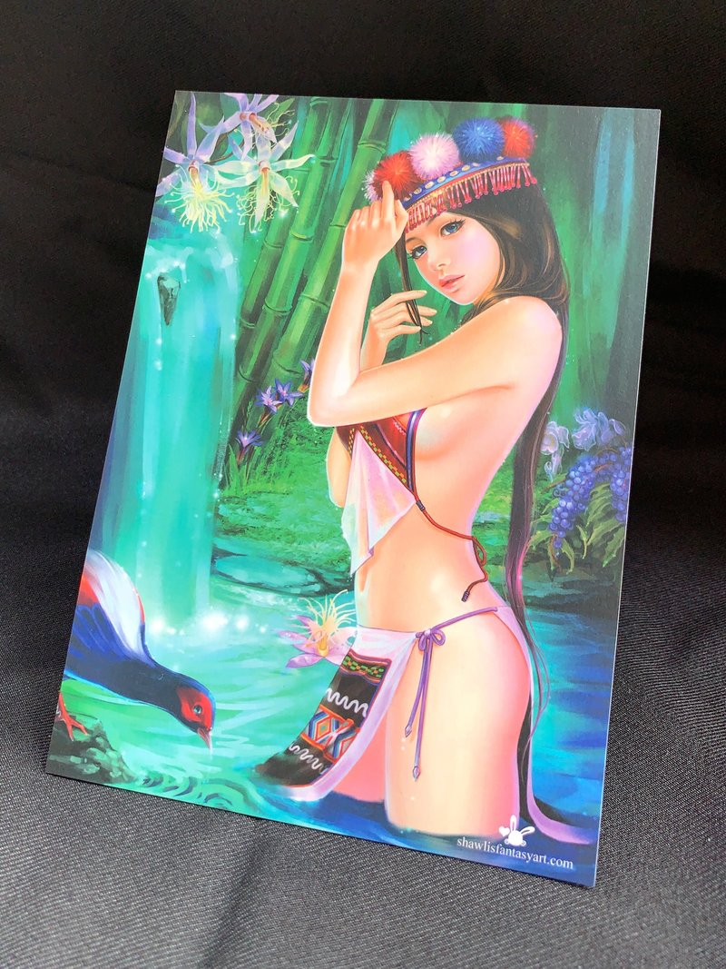 【限量明信片】原民女神－邹族丰收女神妮芙努 - 卡片/明信片 - 纸 绿色