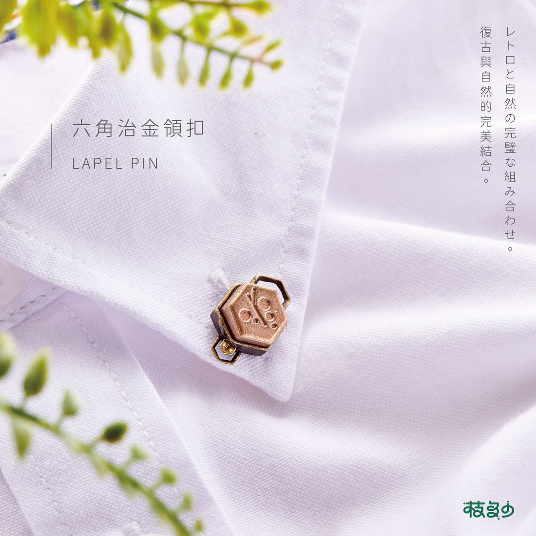 枝多少_六角冶金领扣 - 徽章/别针 - 银 