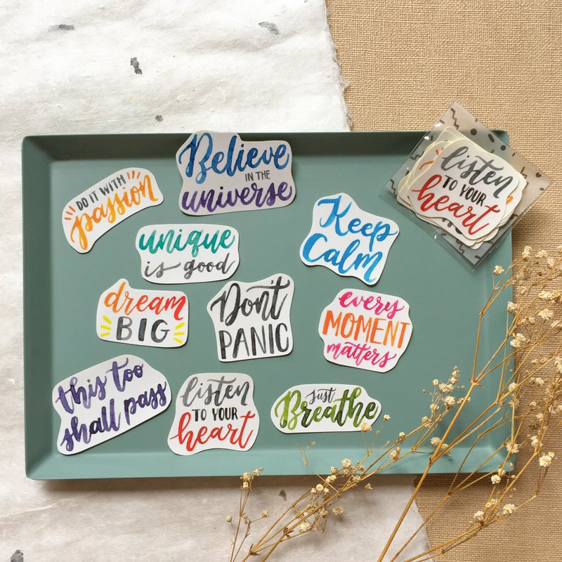 日常小提示贴纸包- 英文书法系列 - 贴纸 - 纸 多色