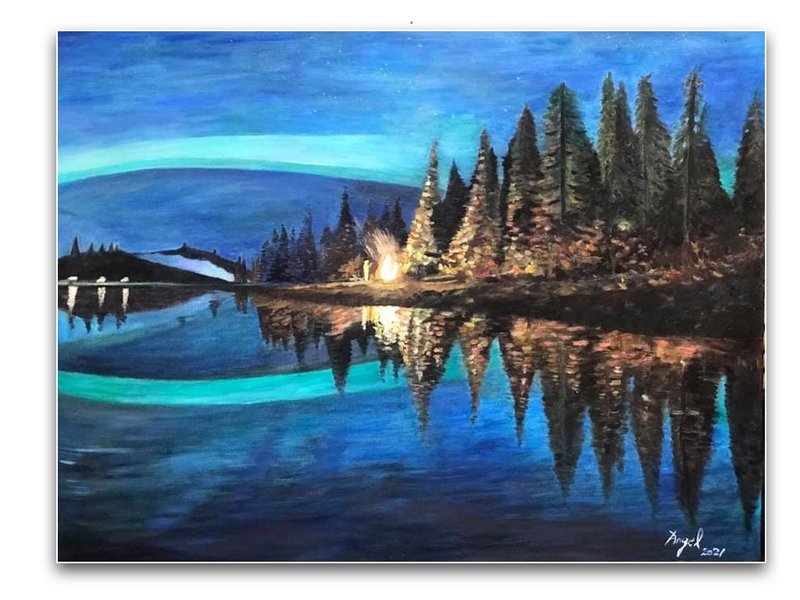 天使画廊/原创手工油画/油画创作/希望之光  campfire - 海报/装饰画/版画 - 棉．麻 