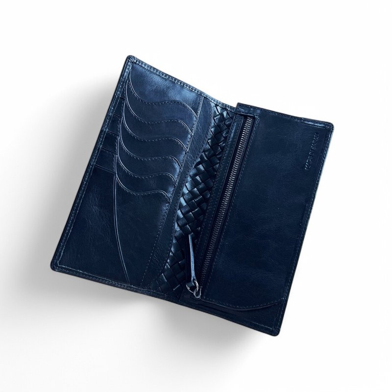 BASIC long wallet BLACK - 皮夹/钱包 - 真皮 黑色