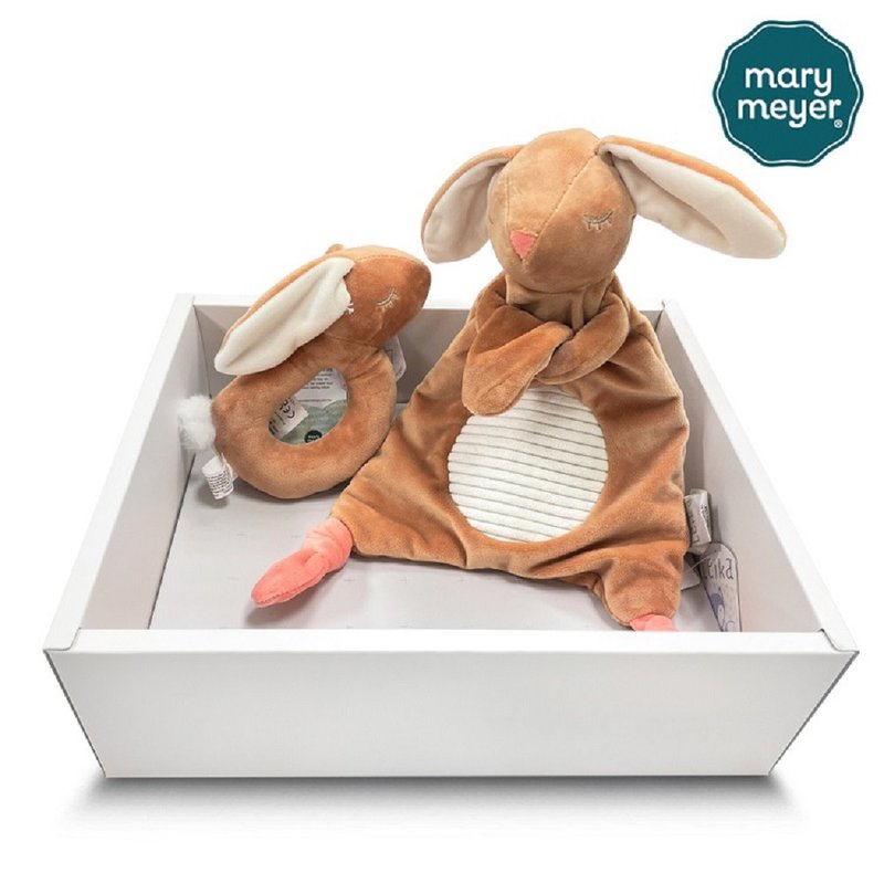 快速出货-【MaryMeyer】咪兔臻藏礼盒 (手摇铃安抚巾) - 满月礼盒 - 棉．麻 多色