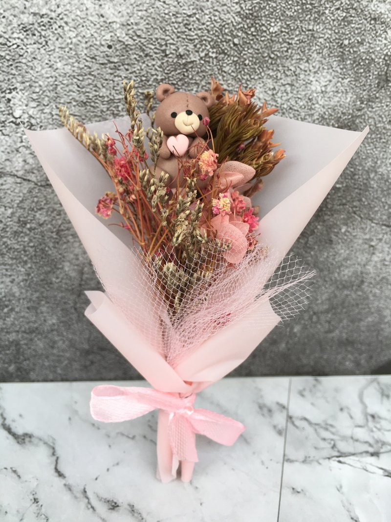 Eudora House 迷你小熊花束、玫瑰粉、生日礼物、教师节花礼 - 干燥花/捧花 - 植物．花 